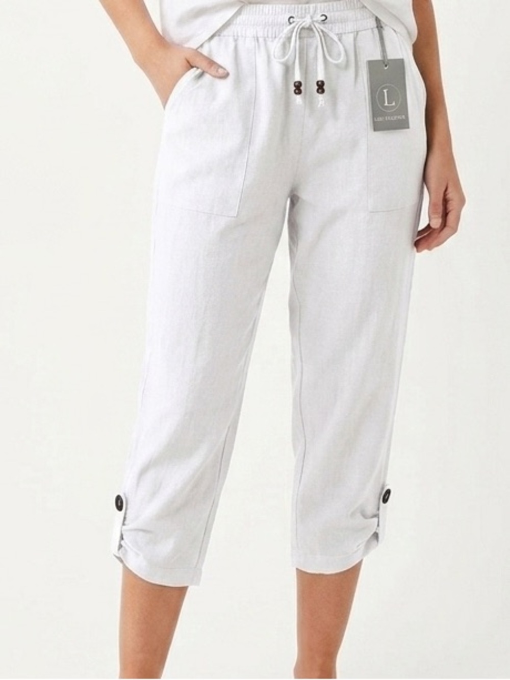 Jules & LEOPOLD White Drawstring Linen Blend Jogger Pants BNWT